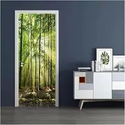Door Stickers Forest Dawn DIY Door Stickers Home Decoration Wall Stickers Living Room Bathroom Art Mural PVC Wallpaper (Size : 77x200cm)