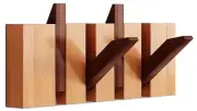 【 Walnut-Beech-4 Hooks Wall Mounted Coat RackHooks Piano Key Hangers Natural ...