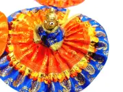 Set of Laddu Gopal Brass Statue Idol Kanha ji & Lord Krishna Dress Poshak Gift