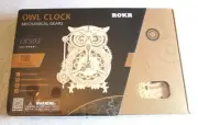 ROKR Mechanical Gears 3D Wood Puzzle OWL CLOCK Quartz Pendulum Timer Roman LK503