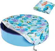 Foldable Round Dog Swimming Pool Cover, for 32"/63“/48” Collapsible Outdoor Tub, PVC Coating Waterproof and UV Protection, Leakproof Washable Kiddie Pet Small Paddling Bath Accessories