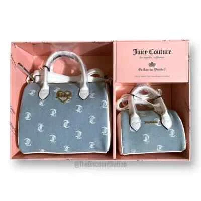 Juicy Couture Denim Logo Two Piece Satchel Set New with Tag & New in Box