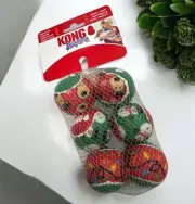 6pk KONG Holiday Christmas SqueakAir Tennis Balls Squeaky S/M Dog Fetch Toy 1.5”