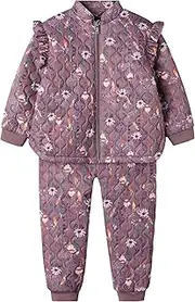 [Name It] Girl Quilted Print Set, Grape Shake, 80