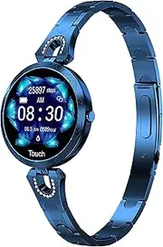 Smart Watch for Women,Waterproof Fitness Tracker for Android iOS Heart Rate Monitor Blood Pressure Luxury Rose Gold Crystal Smart Bracelet Calorie Counter Pedometer Call Message Reminder Sleep Tracker, blue, fitness