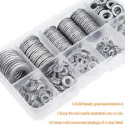 600Pcs Stainless Steel 304 Flat Plain Round Washer Screw Gasket Assortment KD