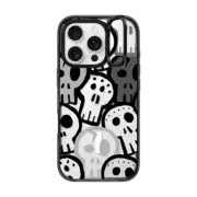 iPhone 16 Pro Impact Ring Stand Case MagSafe Compatible SKULLS ODD ONE OUT, B&W HALLOWEEN SKULL SPOOKY CREEPY DEATH PATTERN
