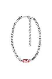[Diesel] Diesel - Red enamel chain necklace - Necklaces - Unisex - Silver UNI Silver