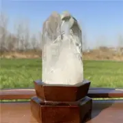 1.09kg Natural Clear Quartz Obelisk Quartz Cystal Point Wand Tower + Stand