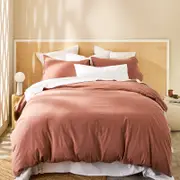 MyHouse Stonewash Quilt Cover Set 210X210cm - Clay - Queen