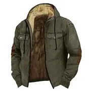 Men's Hoodie Full Zip Hoodie Sherpa Linend Brown Khaki Hooded Plain Pocket Sports Outdoor Daily Holiday Vintage Streetwear Casual Fall Winter Clothing Appare