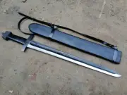 Custom Made Hand forged Spring Steel VIKING/ Medieval Sword w/wooden scabbard