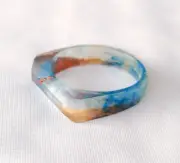 Big Size Frozen Wood Ring Indigo Blue Dragon Fantasy Ring Climate Change Inspire