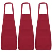 9pCs Plain Bib Aprons Washable Aprons Kitchen Cooking Aprons, Red