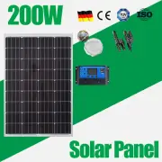 200W Solar Panel Kit 12V Mono Fixed Home Caravan Camping Charging Controller