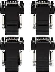 4Pcs VGA 15 Pins Male to RJ45 CAT5 CAT6 Ethernet Cable Converter Adapters