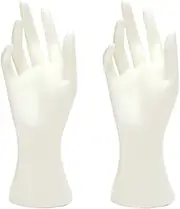 2Pcs Female Mannequin Hand Jewelry Display Holder Plastic Hand Model Rings Watch Stand Support Holder Jewelry Rack (White)