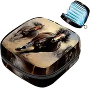 Period Bag,Sanitary Napkin Storage Bag,Running Horse Prairie Animal,Tampon Bag for Purse
