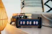 Rare 6IN-12 Nixie Tubes Clock - Solid Walnut, Aluminum Stand, Backlight - Vintag
