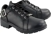 Milwaukee Leather MBL9311 Women's Black Leather Lace-Up Motorcycle Riding Shoes with Anti-Slip Outsole