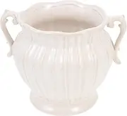 White Ceramic Vase Jug Vase Ceramic Flower Vase French Flower Bucket Vase Rustic Farmhouse Home Decor for Dried Floral Arrangements Home Wedding Decoration, White Flower Pot