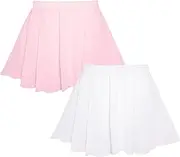 [Happy Cherry] Pack of 2 Girls Dance Skirts Classic Chiffon Girls Ballet Skirt Elastic Waist Mini Skirt Tulle for Ballerina Figure Skating Gymnastics Art