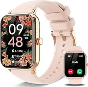 Smart Watch for Women Men:Pink Smart Watches for Women Tracker Watches Make/Answer Call Waterproof Pedometer Smartwatch for Android Phone iPhone, 1.85" HD Screen Heart Rate Monitor Fitness Watch