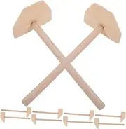 Abaodam 10pcs Mini Wooden Hammers Lightweight Handheld Mallets for Parties Birthdays Indoor Outdoor Activities Fun Hammer Playthings for Hand Training