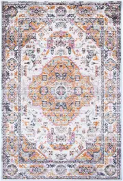 Carlyle Medallion Medallion Distressed Vintage Ivory & Turmeric Rustic Rug
