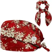 [CWAGFEQZ] Scrub Caps Women,Scrub Hats Suitable for Women,Pear Blossom Vintage Tree Cherry Blossom