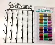 30-Spool Wire Spool Rack SPR-008 Plus 24 Metallic Thread Spools Mixed Colours