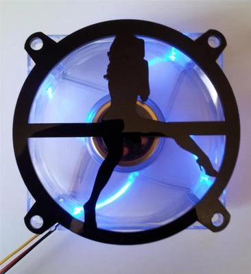80mm SEXY 007 BOND GIRL Computer PC Fan Grill Gloss Black Acrylic Cover Case