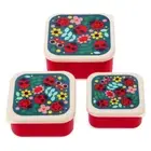 3pc Rex London Kids Plastic Snack/Lunch Box Storage Square Set Ladybird