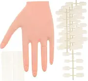 ARTSEWPLY 1 Sets Flexible Nail Practice Hand Mannequin for Acrylic Nails Detachable Fake Hand for Salon Use Tool for Beginners to Enhance Manicure Skills