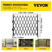 Folding Security Gate 85x95 Inch Steel Accordion Expandable Scissor Door with