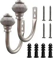 Curtain Tiebacks Hooks Wrought Iron U-Shaped Tie Hook Curtain Rope Hook Accessories - Silver Gray