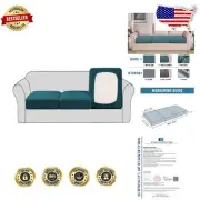Elegant Deep Teal Couch Cushion Covers – Stretch Jacquard Slipcover Set of 3