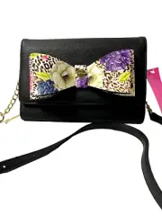 BETSEY JOHNSON Crossbody Leopard Bow Shoulder Bag Handbag Purse XODANI NWT