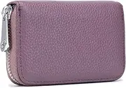 [RYEPOLNIX] Flat Wallet Men Card Holder 100% Genuine Leather Business Card Holder Women ID/Credit Card Holder 24 Bits Card Zipper Coin Purse /183(Purple)