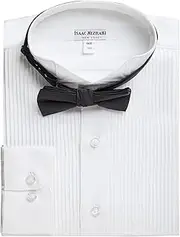 [Isaac Mizrahi] Boy's 100% Cotton Long Sleeve Wing Tip Collar Tuxedo Shirt with Bowtie