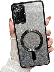 [Doowear] Galaxy S20 Ultra Case Magnetic Glitter [Support Magsafe Charger] Anti-Scratch Shockproof Luxury Plated Clear Full Camera Protection Phone Cover Case for Samsung Galaxy S20 Ultra 6.9"-Black