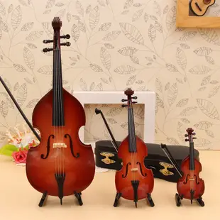 音樂裝飾品家居擺件 木質迷你樂器低音大提琴模型 (1.7折)