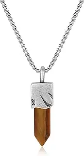 [COAI] Men's Crystal Lace Pendant Necklace with Vintage Silver Stainless Steel Chain for Men