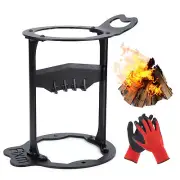 Kindling Splitter with Handle Gloves Cast Iron Firewood Cutter Log Splitter BBQ