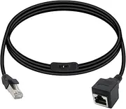 RIIEYOCA Cat6 Ethernet Patch Cable Switch On/Off RJ45 Male to Female High Speed Internet Network Cable LAN with Disconnect Switch, Black(1M/3.3Ft)