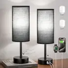 Black Bedside Lamp Bedroom Set 2 Small Table Lamp W/USB a + C Charging Port 3