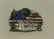 US ARMY BELT BUCKLE PEWTER FINISH BUCKLE 3 1/2" x 3"
