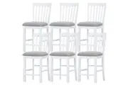 Laelia Tall Bar Chair Stool Set of 6 Solid Acacia Wood Coastal Furniture - White