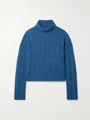 [Altuzarra] Altuzarra - Terence Herringbone Cashmere Turtleneck Sweater - Blue - small small Blue