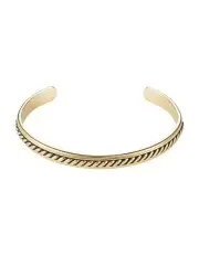 [Cudworth] Stainless Steel & Ion Plated 14k Gold & Antique Patterned Bangle in Gold